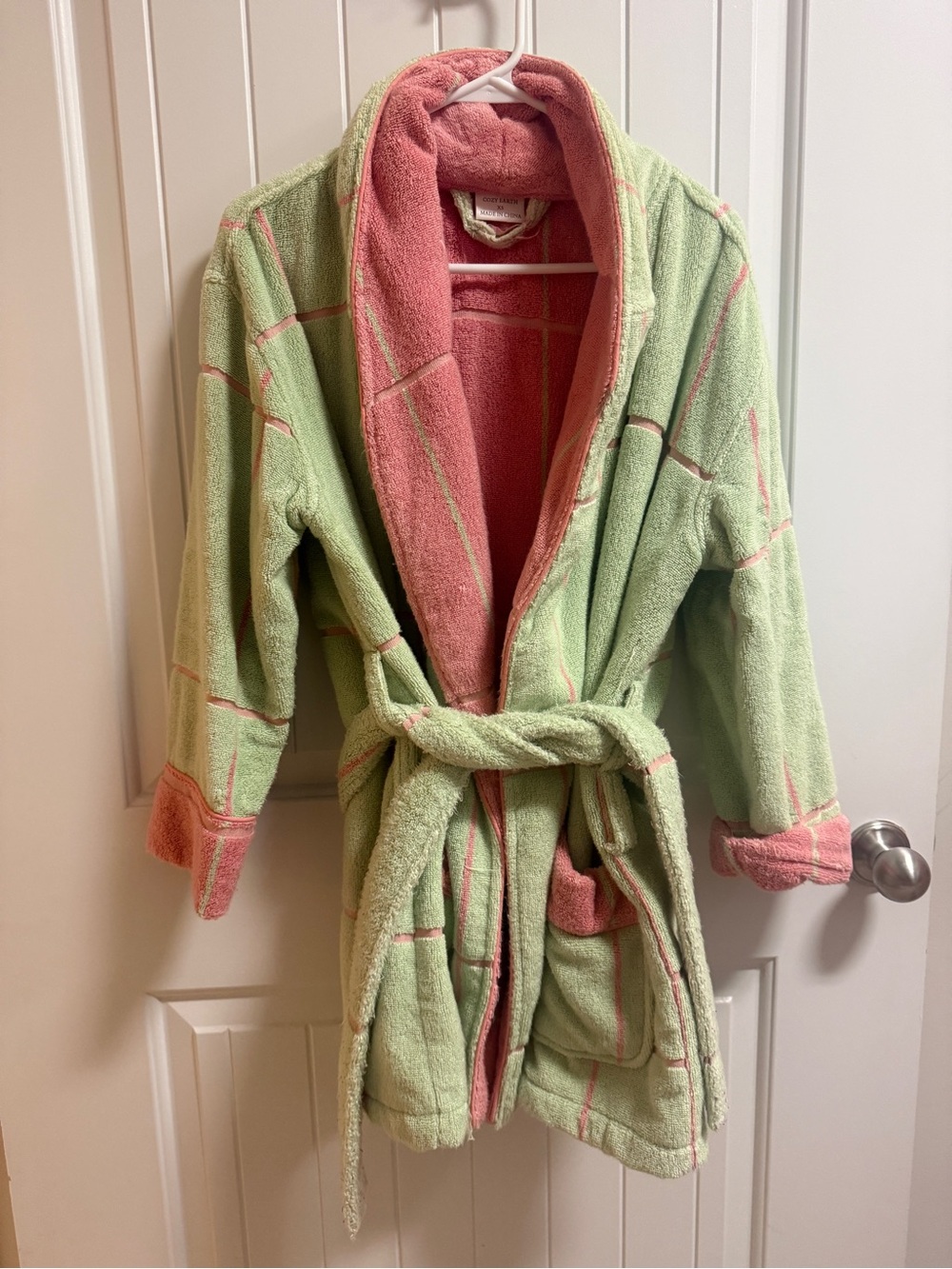Cozy Earth short windowpane robe XS